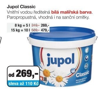 Jub Jupol Classic malířská barva 5 l nebo 10 l