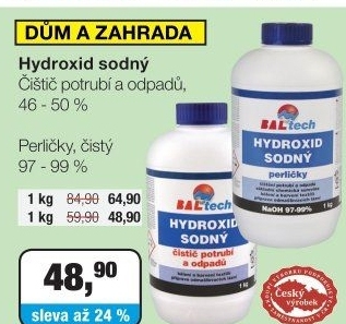 BALtech hydroxid sodný k čištění odpadů a potrubí 1 kg