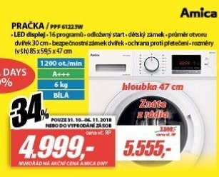 PPF 61223W PRAČKA PŘEDEM PL.AMICA
