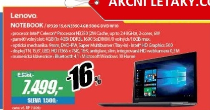IP320 15,6 N3350 4GB 500G DVD W10 LENOVO