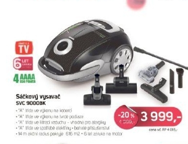 SVC 9000BK Sáčkový vysavačSENCOR