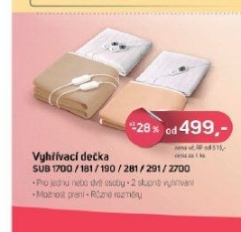 SUB 1700WH el. vyhřívací deka SENCOR