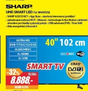 LC 40UG7252 UHD 400Hz, SMART H265 SHARP