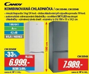 CM 3354W CHLADNIČKA KOMBI.CANDY