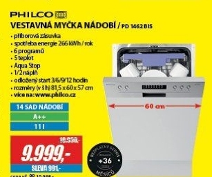 PD 1462 BIS vestavná myčkaPHILCO
