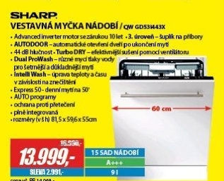 QW GD53I443X MYČKA 60CM VEST. SHARP