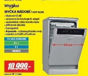 ADP 522IX MYČKA NÁDOBÍ 45CMWHIRLPOOL