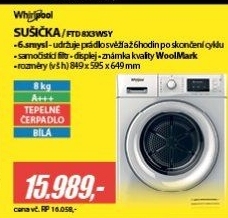 FTD 8X3WSYEU SUŠIČKA PRÁDLAWHIRLPOOL