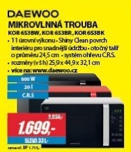 KOR 6S3BW BÍLÁMIKROV. TROUBA DAEWOO