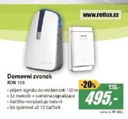 RDB 103 Zvonek 3AA + wl.tlačítko RETLUX