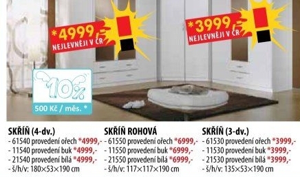 Skříň ESO 4dveřová 61540 ořech/bílá
