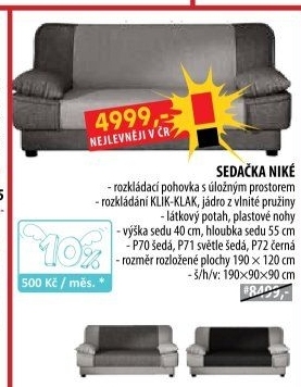Pohovka NIKÉ šedá