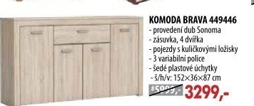 Komoda 4 dveře + 1 zásuvka BRAVA dub