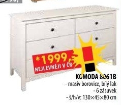 Komoda 6 zásuvek 8061B bílý lak