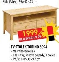 TV stolek 2 zásuvky TORINO