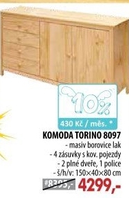 Komoda 2 dveře + 4 zásuvky TORINO