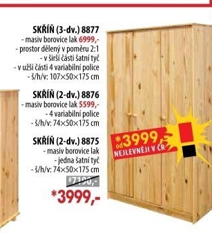 Skříň 3dveřová 8877 lak