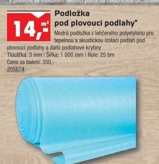 Podložka pod plovoucí podlahy Mirelon