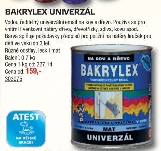 Univerzální email Bakrylex Mat Barvy a laky Hostivař