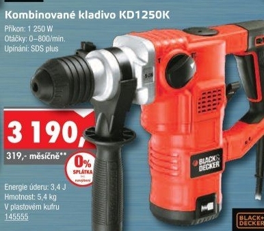 Kombinované kladivo Black&Decker KD1250K