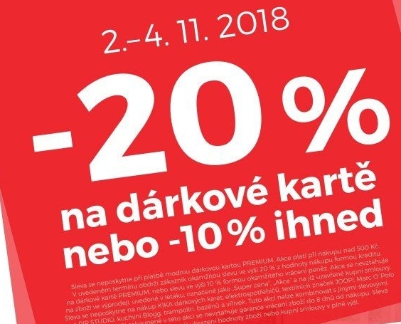 -20% na dárkové kartě nebo '-10% ihned