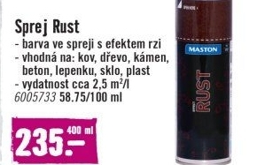 Lak ve spreji Rust Maston