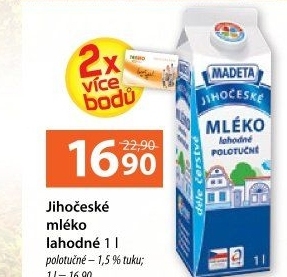 Mléko lahodné Jihočeské Madeta - 1,5% polotučné