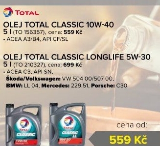 Motorový olej 10W-40 Classic Total