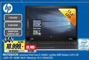 17-bs025nc 17,3 i3-6006U 8G 1T 2G W10 HP