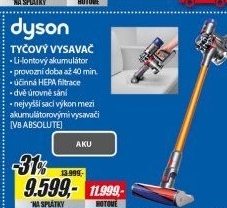 V8 ABSOLUTE NEW AKU TYČOVÝ VYSAVAČ DYSON