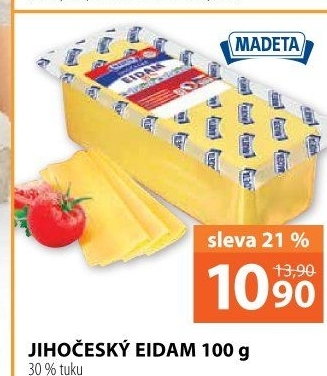 Sýr Eidam Jihočeský 30% Madeta
