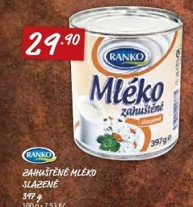 Mléko kondenzované slazené Ranko