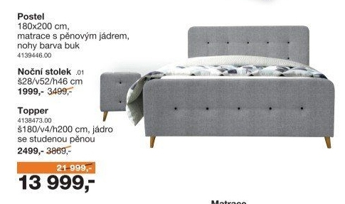 Postel SCANDIC 180 šedá