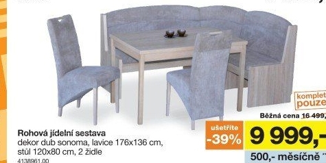 Rohová jídelní sestava MOLDAU šedá