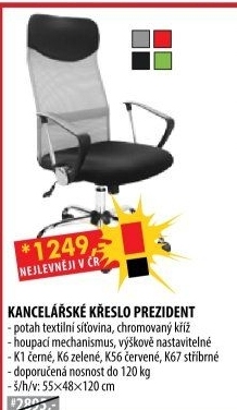 Kancelářské křeslo PREZIDENT černá K1