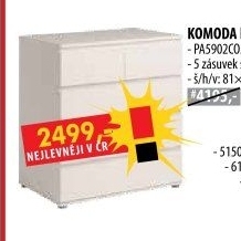 Komoda 3+2 zásuvky NUOVO bílá