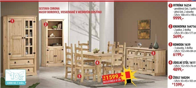 Vitrína CORONA vosk 16254