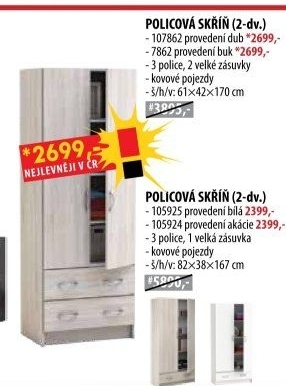 Skříň 2dveřová 107862 dub
