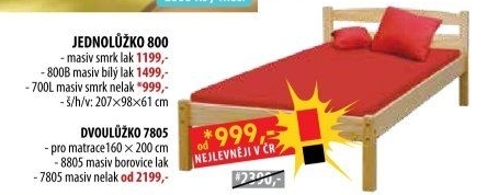 Jednolůžko 800 lakované