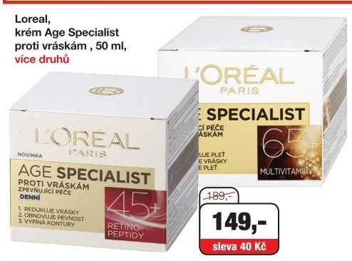 Krém pleťový proti vráskám Age Specialist L'
