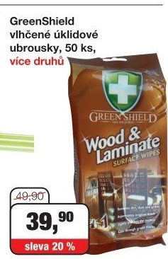 Čisticí vlhčené ubrousky na WC Green Shield