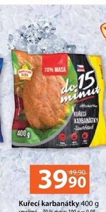 Karbanátky kuřecí smažené mražené Vodňanské kuře
