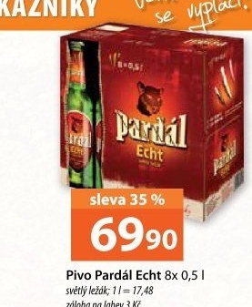 Pivo světlý ležák 11° Echt Pardál