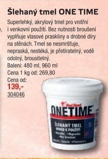 Šlehaný tmel One Time Red Devil