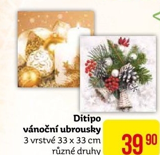 Ubrousky papírové 3vrstvé vánoční Ditipo