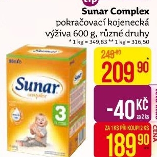 Kojenecké mléko Sunar Complex