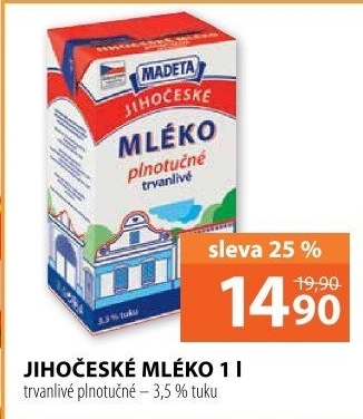 Trvanlivé mléko Jihočeské Madeta - 3,5% plnotučné