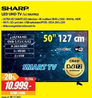 LC 50UI7422 UHD 400Hz, SMART H265 SHARP