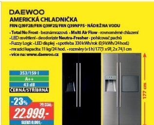 FRN Q39NPFS SBS A++ BAR+LED+NÁDRŽ DAEWOO