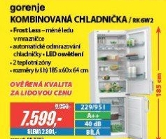 RK 6W2 CHLADNIČKA KOMBI.GORENJE